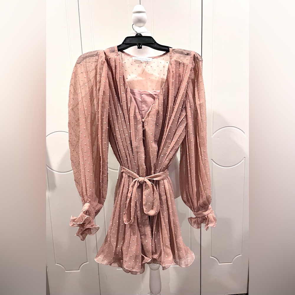 Lulus Mauve Pink Long Sleeve Skort Romper Dress, Size Small, Only worn twice.
